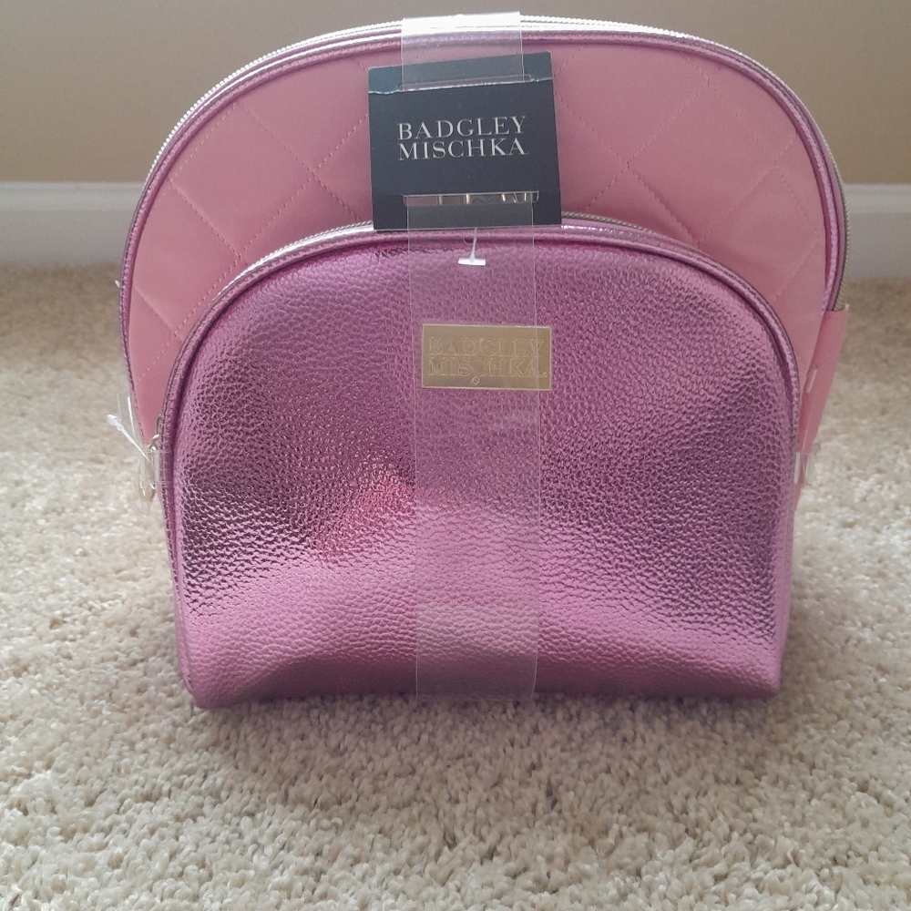 Badgley Mischka cosmetic bags pink purple shimmer